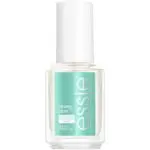 Essie Strong Start base coat nail treatment in a clear rectangular bottle with a white cap. The teal label reads 'essie strong start base coat' and '13.5 ml / 0.46 fl oz' in silver and white text.